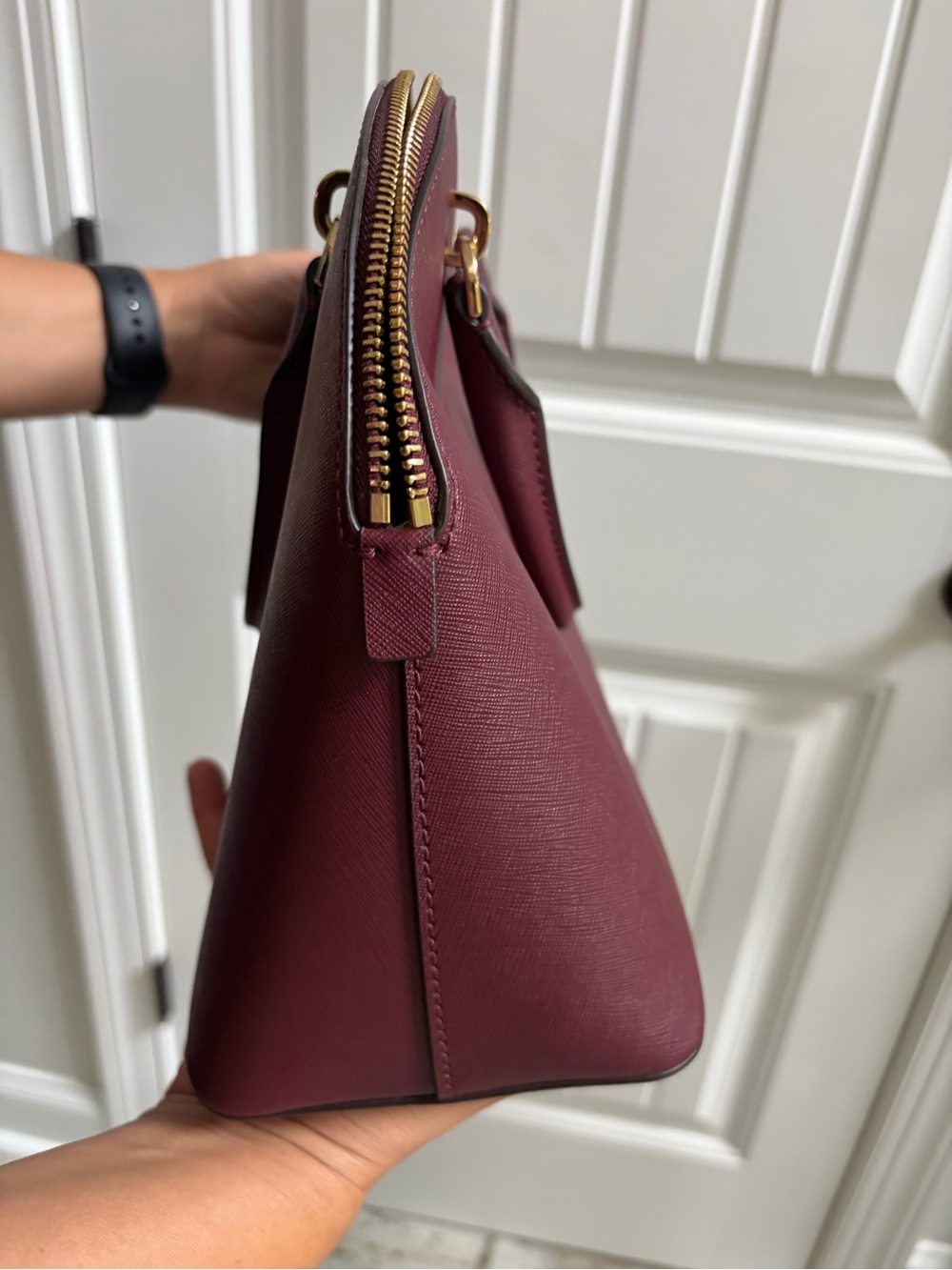 Michael Kors Plum Saffiano Dome purse with Gold Hardware - Picture 6 of 7